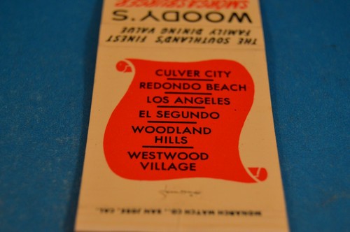 WOODY'S SMORGASBURGER  MATCHCOVER CALIFORNIA matchbook match book CA dining food - Photo 8/9
