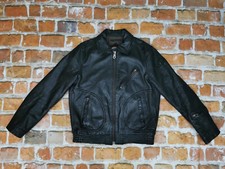 Chevignon 57 Vintage Biker Leather Jacket Black Motorcycle Casual Size M Tip Top