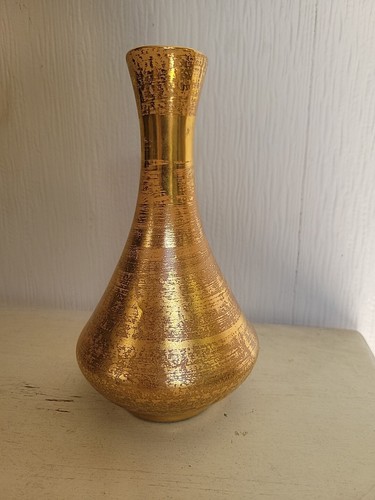 Stangl Pottery Vase Granada Gold Hand Painted 22k Gold #4060 MCM Vintage - Picture 3 of 6