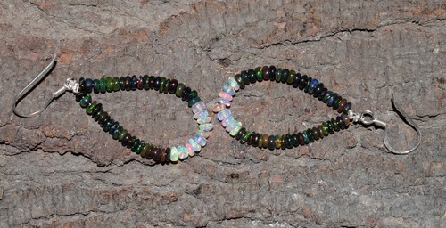 925 Sterling Argento Pendente Orecchino Etiope Opale Gemma Perline Orecchini - Foto 2 di 6