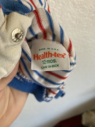 Health-tex One Piece Romper Baby Boy Size 12 Months Baseball Striped Vintage - Picture 7 of 7