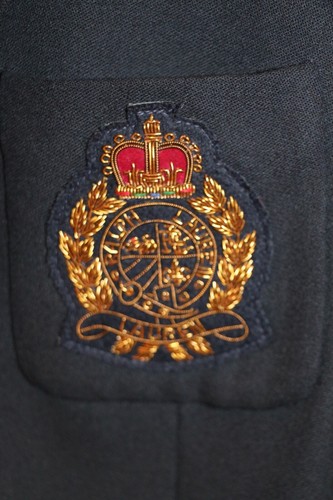 Lauren Ralph Lauren Navy Blue Wool Blazer Jacket Embroidered Crest Logo Size 12 - Picture 3 of 10