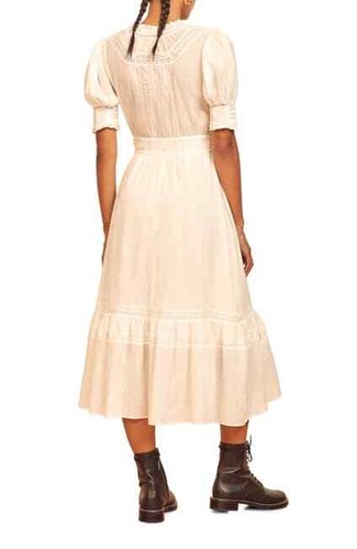 REFORMATION Ivory White Betsie Lace Detail Organic Cotton Midi Dress 8 US = M 🤍 - Picture 4 of 6
