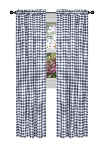 Country Farmhouse Basic Plaid Checkered Window Curtains - Assorted Sizes - Picture 15 of 17
