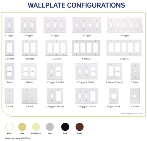 White 2-Gang Decorator/Rocker Wall Plate Easy İnstallation Heat Resistant 1-Pack - Picture 3 of 7