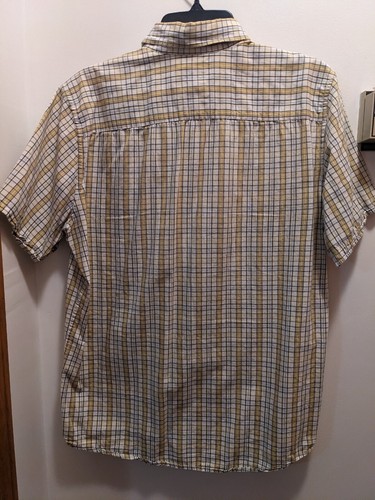 Hollister Vintage Men's Large Yellow Checked Short Sleeved Shirt - Picture 6 of 6