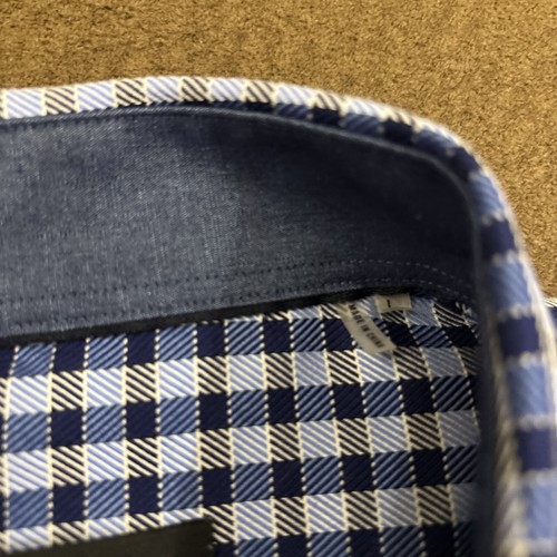 BUGATCHI Mens Blue Plaid Classic Fit Button Down Shirt Large - Picture 4 of 6