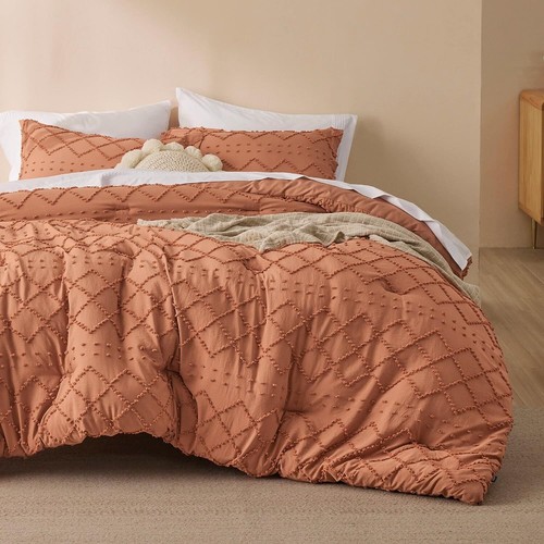 Boho Comforter Set Full - White Tufted Shaby Chic Bedding Comforter Set for All - Picture 34 of 34