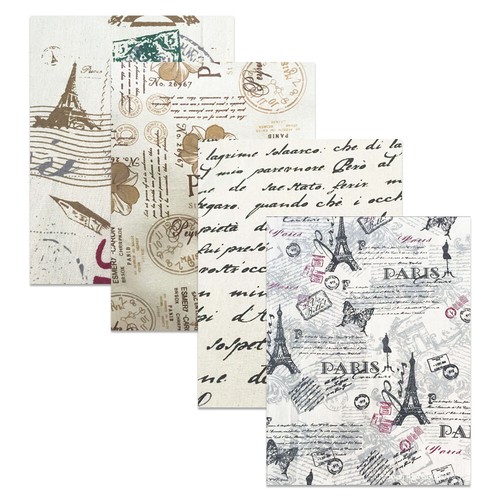 Vintage Paris Eiffel Tower Fabric Cotton Linen For DIY Handmade Decor Material - Picture 1 of 16