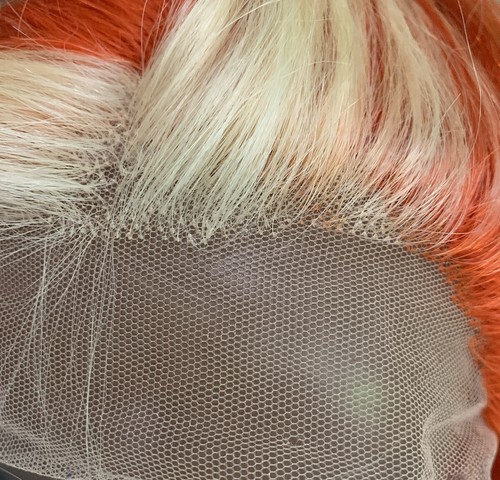 Lace Front 100% Real Human Hair Wig Orange Straight 12 inches - Bild 7 von 12