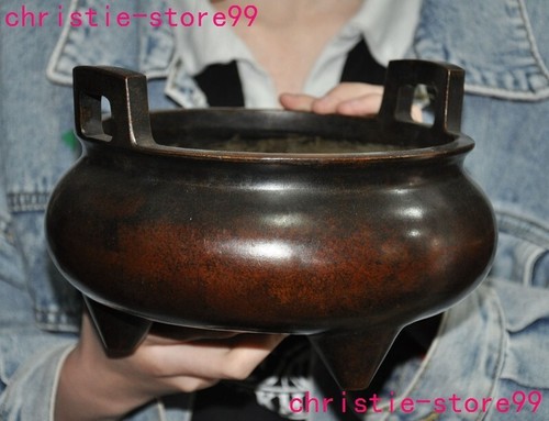 8" Coleccionar China Bronce Chino Antiguos Quemador de Incienso Censario Estatua - Imagen 3 de 8