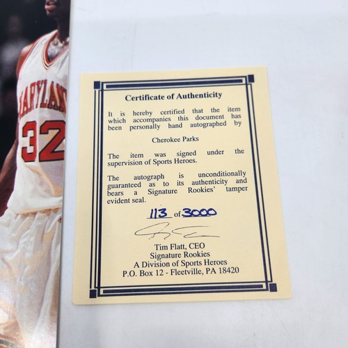 Cherokee Parks 1995 Signature Rookies Autograph Auto 8x10 COA #113 of 3000 - Bild 4 von 4