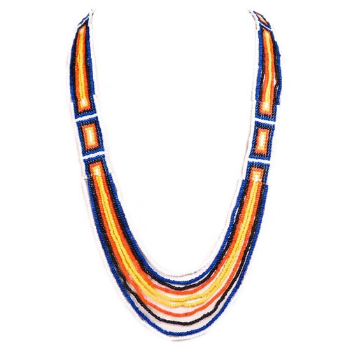Choose Your Color, 32" Handmade Mixed Color Layered Glass Seed Beads Necklace - Picture 9 of 10