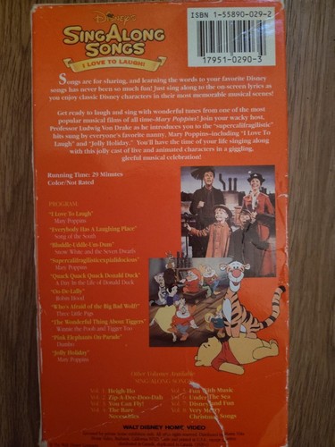 Disney Sing Along Songs Vol 9 I LOVE TO LAUGH Mary Poppins VHS Video Tape 1991 - Imagen 2 de 3