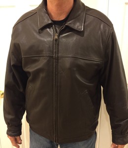 heavy leather bomber jacket