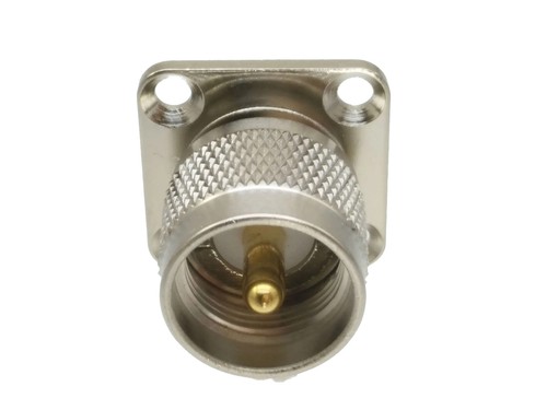 Connettore UHF PL259 maschio spina 4 fori flangia montaggio pannello saldato RF coassiale - Foto 3 di 4