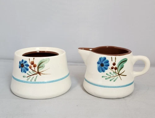 Vintage Stangl Bachelor's Button Creamer & Sugar Bowl No Lid