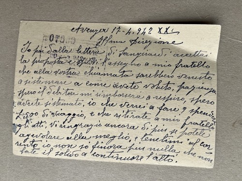 C) Intero postale Imperiale raccomandata Avenza Massa per Matera 1942 - Imagen 2 de 2