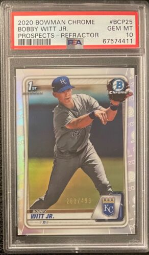 2020 Bowman Chrome REFRACTOR Bobby Witt Jr. /499, 1st RC PSA 10! GEM MINT