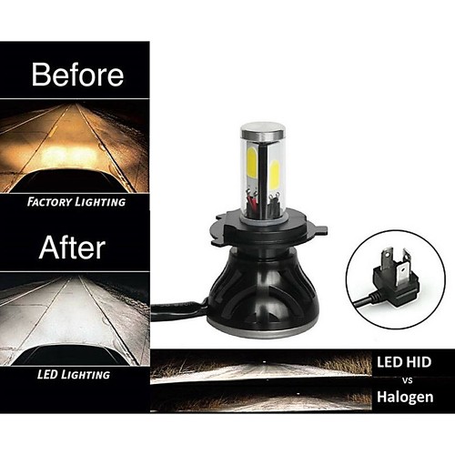 5-3/4" H5006 H5001 Crystal SMD Blue Halo H4 Headlight w/ 4000lm LED Bulb EACH - Foto 9 di 12