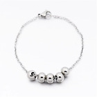 Bracelet Stainless Steel European Link Chain Bracelet w/ 5 Plain Silver Beads
