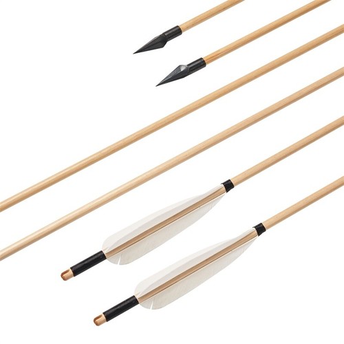 6/12 Wooden Arrows 31" Feather Traditional Longbow Recurve Bow Archery Hunting - Picture 12 of 15