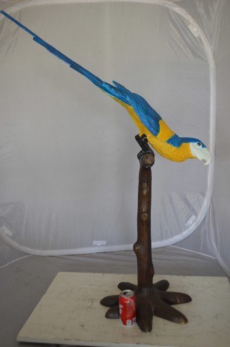 Parrot on Tree - Head Down Bronze Statue - Size: 39"L x 15"W x 47"H. - Picture 4 of 12