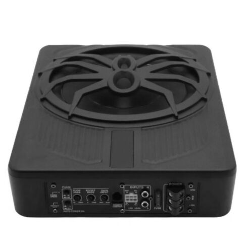 New Slim Underseat Powered Car Subwoofer 10in 800W With LED Atmosphere Light - Picture 2 of 10