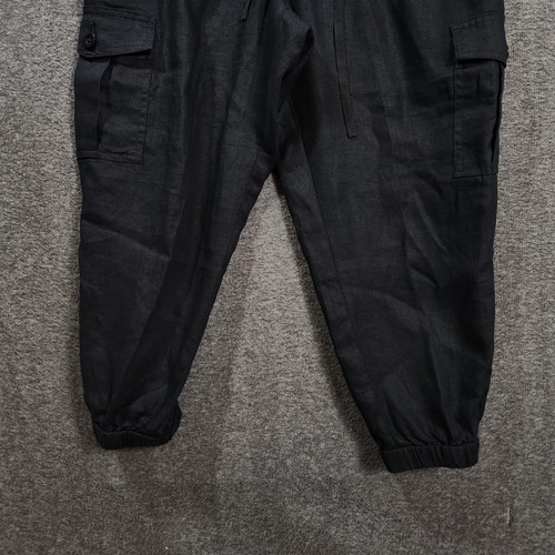 NWT Talbots Womens Linen Pants Sz Petite Med Black Cargo High Waist Tapered $99 - Picture 3 of 13