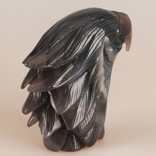 4.7" Natural Geode Agate Quartz Crystal Hand Carved Eagle Head Animal 724g - Picture 7 of 8