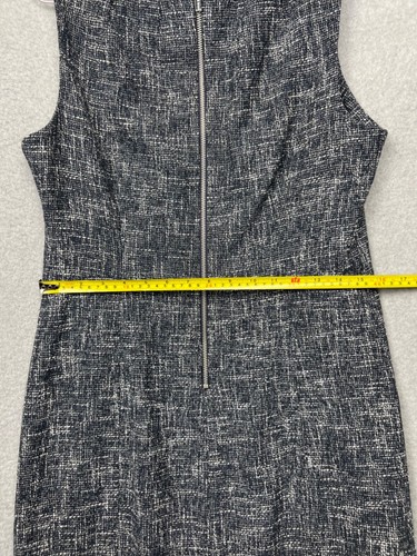 70s Michael Kors Tweed Plaid Sheath Dress Womens 10 Navy Office Work Career Prep - Picture 10 of 13