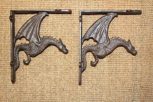 DRAGON SHELF BRACKETS,CORBEL,SHELF BRACE,ALL OCCASION GIFTS,MED-EVIL DECOR,B-11B - Picture 3 of 14