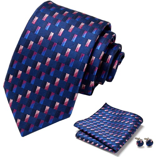 Mens Unique Quality Fashion Pattern Stripe Ties Handkerchief Cufflinks Gift Box - Picture 57 of 115