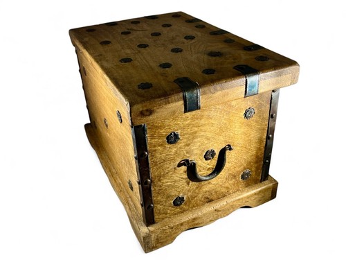 Vintage wooden tin bird steam trunk treasure chest drawers INDIA 1960's VGVC - Picture 7 of 13