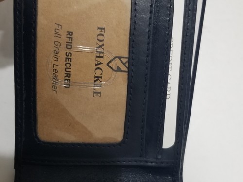 Foxhackle Geldbörse Vollnarbenleder Dunkelblau Schmal Doppelfaltung Kreditkarte RFID - Bild 4 von 12