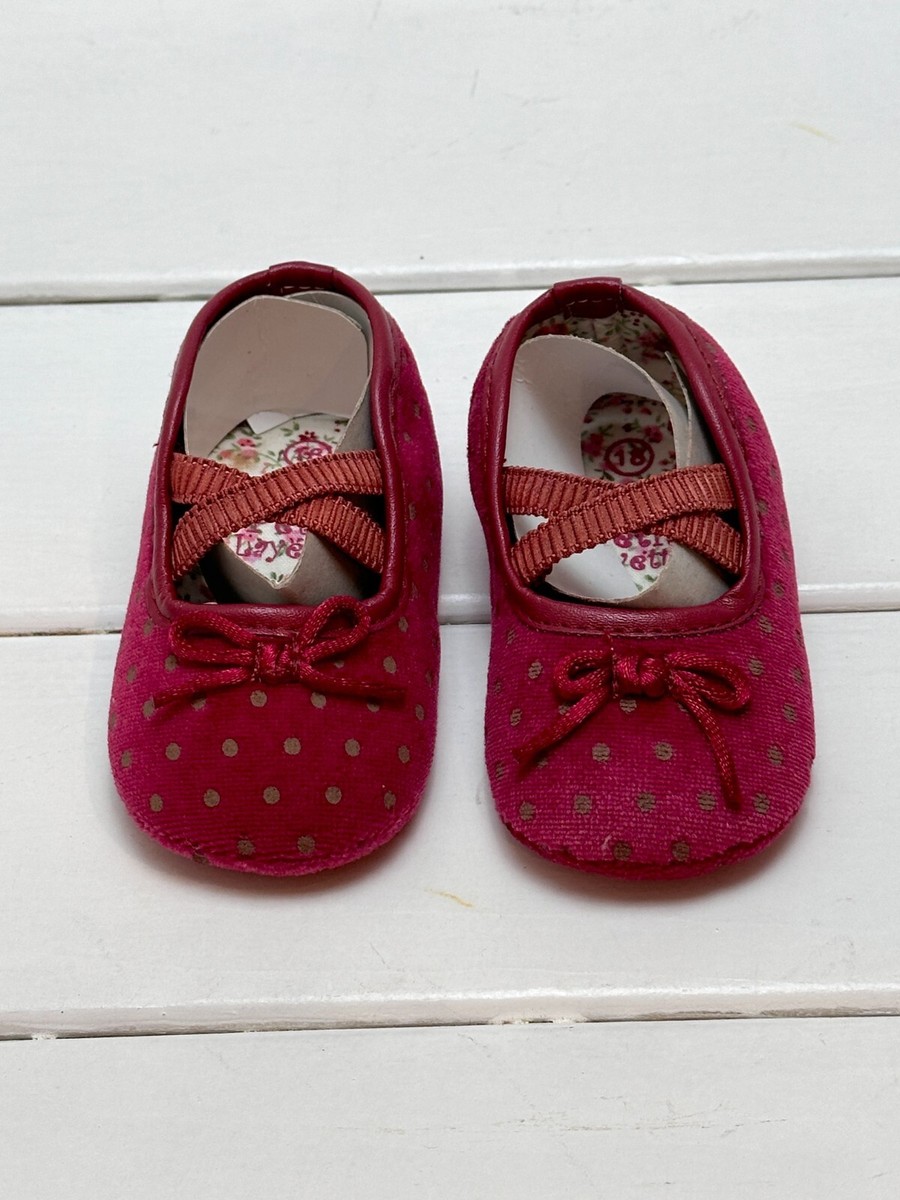 Scarlet Red Polka Dot Ballerina Shoes 3-12 months Size