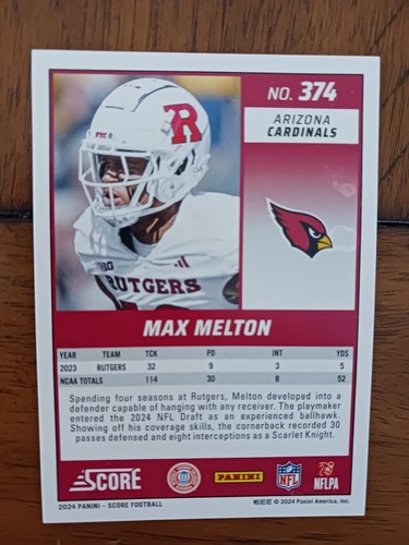 2024 Score Football Max Melton orange parallel #'d 145/240 - Bild 4 von 4