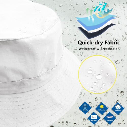 Waterproof Bucket Rain Hat with Chin Strap Quick Dry Packable Boonie Sun Hat ... - Picture 3 of 6
