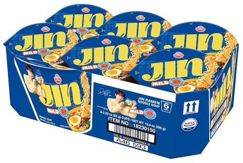 (6er Pack) OTTOGI Jin Ramen mild würzig herzhaft Rinderknochen Brühe Tasse Nudelsuppe, 65g