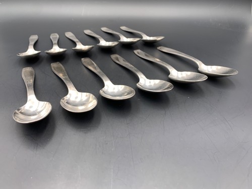 CHRISTOFLE - 12 Vintage Silver Metal Dessert Spoon Set - Picture 4 of 12