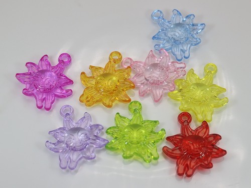 50 Mixed Color Transparent Acrylic Smile Sun Charm Pendants 28X32mm Craft DIY - Picture 5 of 6