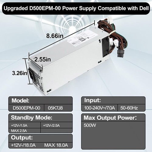 Dell Optiplex 3040 3046 5040 7040 XPS 8940 US 600W DPS-600EM-00 Power Supply US/ - Picture 7 of 10