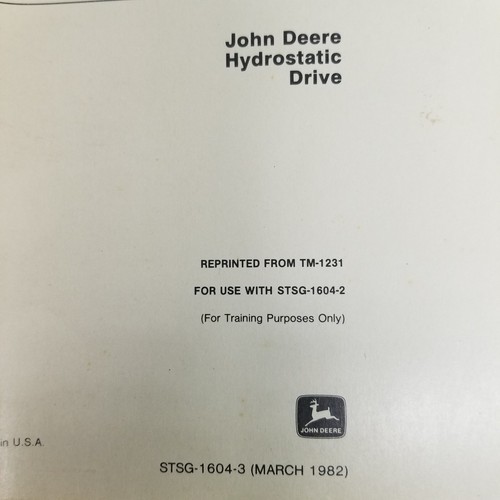 John Deere Hydrostatic Drive Industrial Service Training Student Guide Lot of 3 - Picture 2 of 10