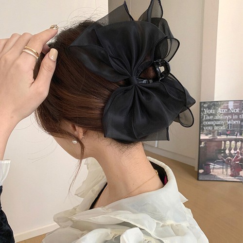 Magasin Grande barrette à cheveux en mousseline de soie nœud floral barrette à cheveux mâchoire C8