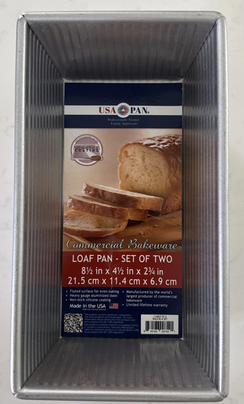 USA Pan Commercial Bakeware (set of 2) Loaf Pans approximately 8 x 4 New