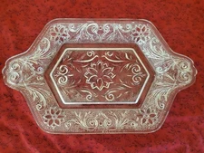 Vintage Depression Tiara Glass Indiana Sandwich Serving Tray Candy Dish 9" Long 