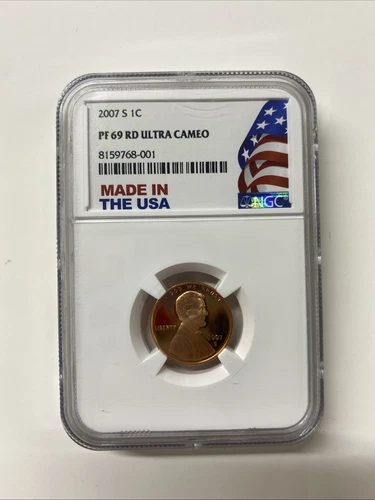 2007-S 1C LINCOLN CENT NGC PF 69 RD ULTRA CAMEO Flag Holder