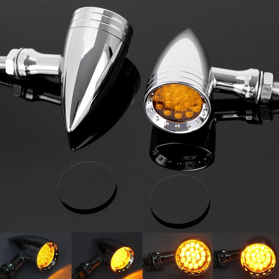 Pisca-pisca LED cromado para motocicleta Yamaha V Star 650 950 1100 luzes de seta - Imagem 3 de 4