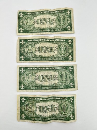 (LOT OF 4) 1935 A $1 One Dollar Silver Certificate Hawaii Overprint Bill Notes - Picture 6 of 7