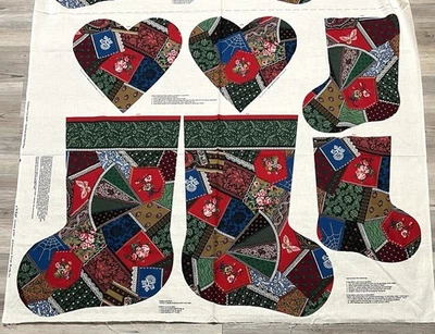 Victorian Crazy Quilt Christmas Stocking Fabric Panel VIP Cranston Cut & Sew